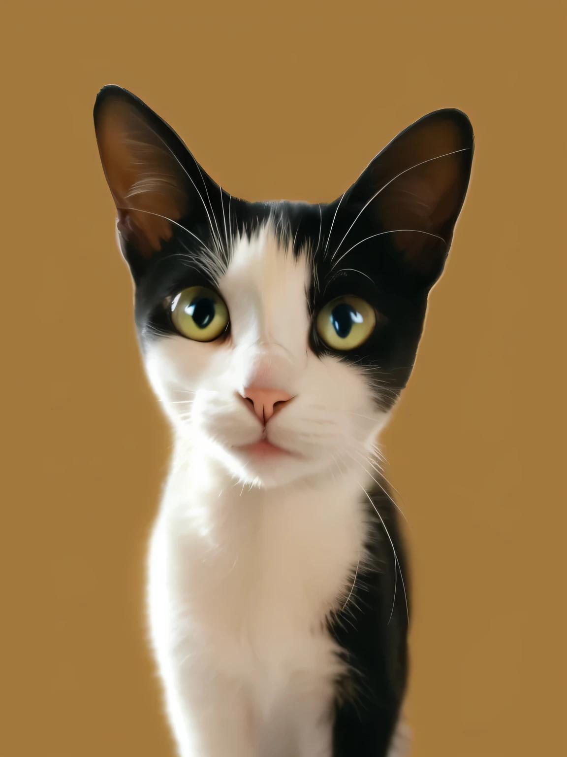 a very cute furry cat, hairs drawn like cartoon, perfectly drawn eyes, eyes like a cartoon drawing, beautiful eyes, perfect eyes, she is very happy, she is smiling, the image is very detailed