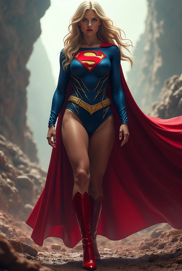 A HOT AND SEXY MUSCULAR BIZARRO SUPERGIRL COMPLETE WITH A BIZARRO SUPERGIRL COSTUME AND CAPE