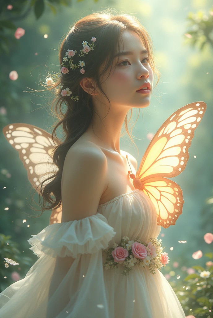 Anime of a woman turning into a butterfly