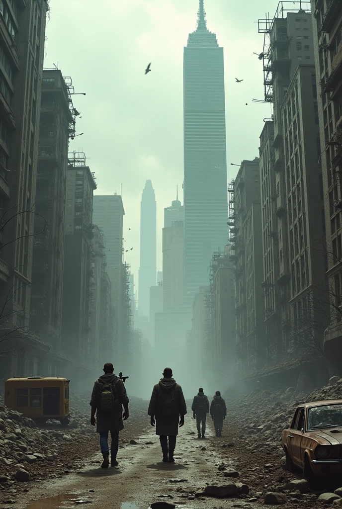 Post-apocalyptic survival destroyed city