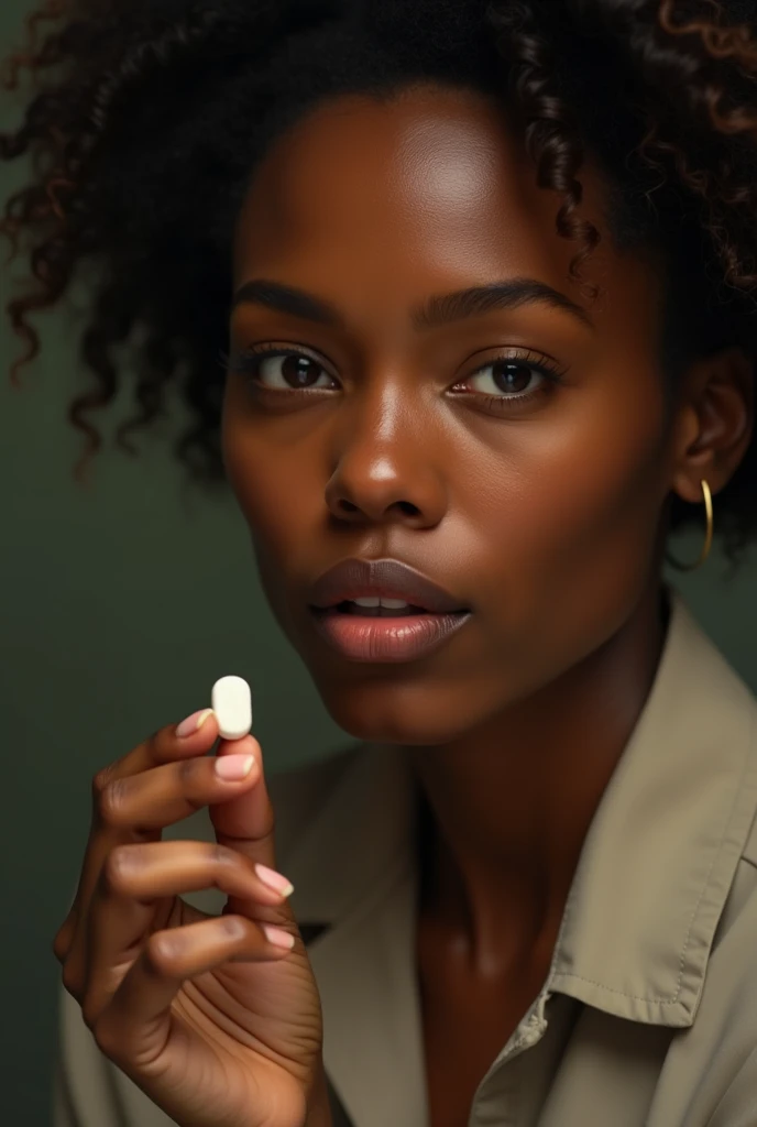 Hot Ethiopian woman taking pill