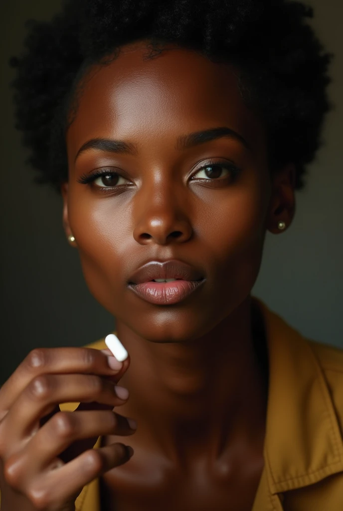 Hot Ethiopian woman taking pill