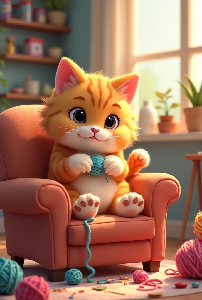 Create a TikTok profile picture for crafting diy content with a cat creating something. Profile name comfy crafts