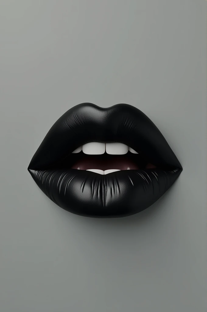 Big a big lips with bold black colour, no face , only solid grey background, the