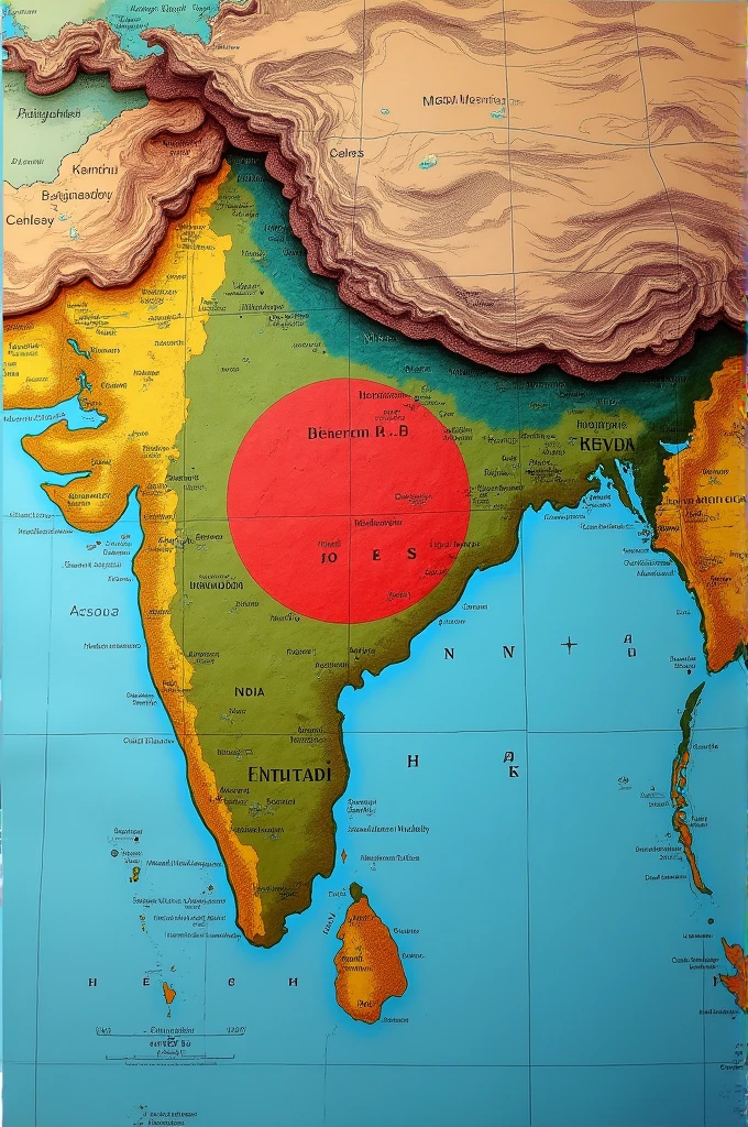 Photo of world map. Bangladesh has conqered India and created new map "Undevided Bangladesh ".