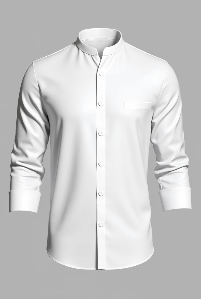 A white men's shirt with a Neru-style collar with snap-button closures, three quarter sleeve in 3d model