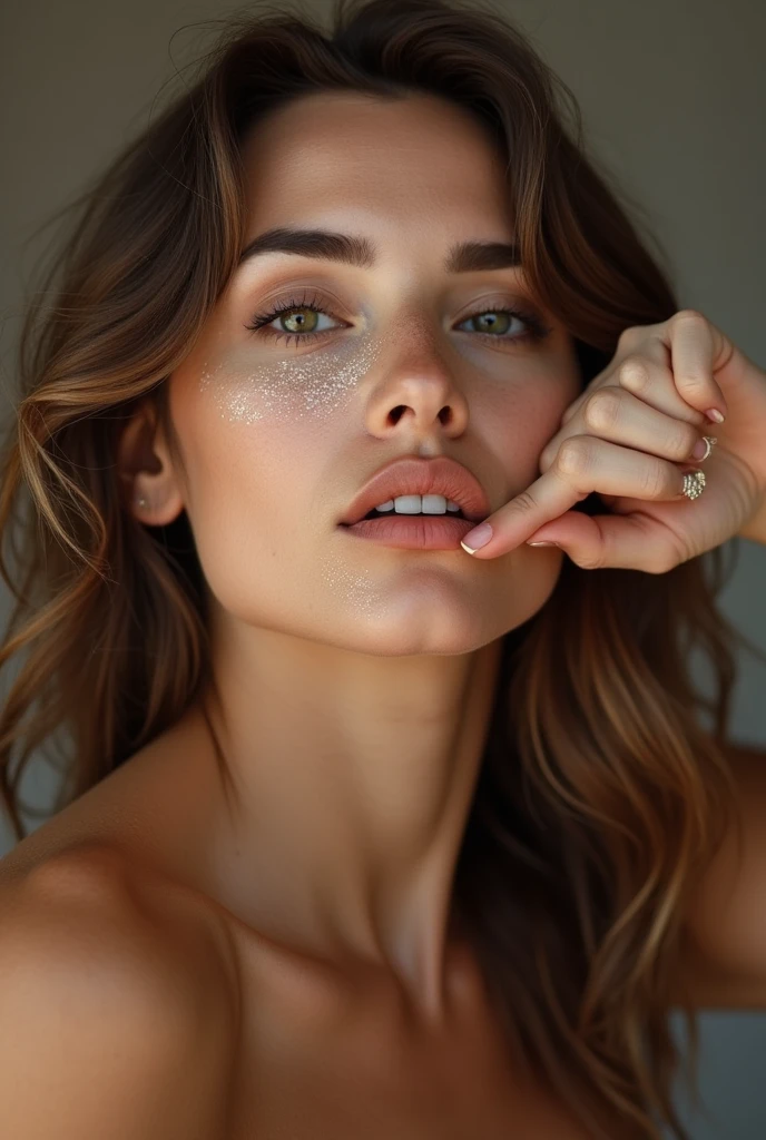 create a picture of a woman getting cum in her face