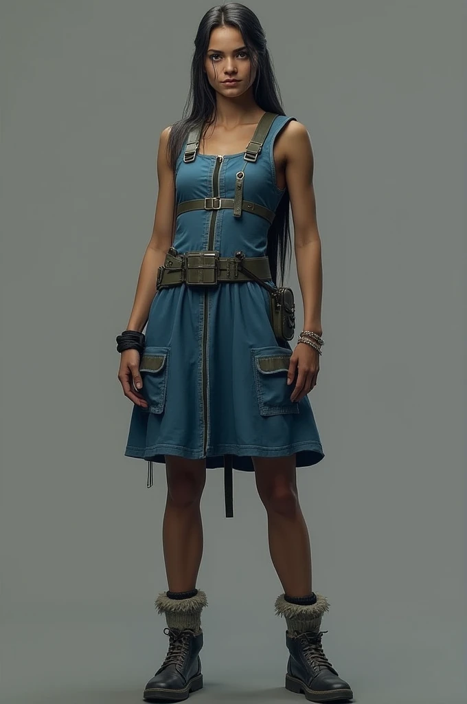 Urban Tracker from Call of Duty game wearing a blue knee-length dress