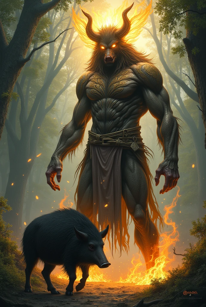 the indigina with eyes of fire a legend of the flocore and a wild boar