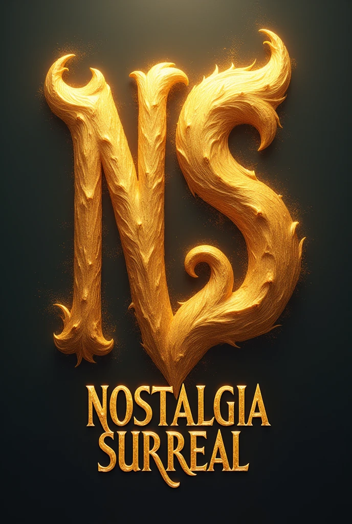 surreal and I would like to create a logo brand with the initials NS with a golden color and the name nostalgia surreal underneath in png format