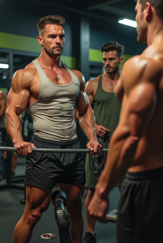 Men in the gym taking gold creatin monohydrate