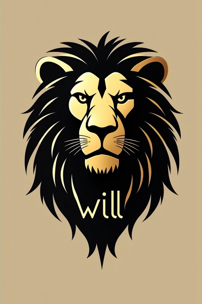 Creer un logo en noir et or en form lion sous le non will