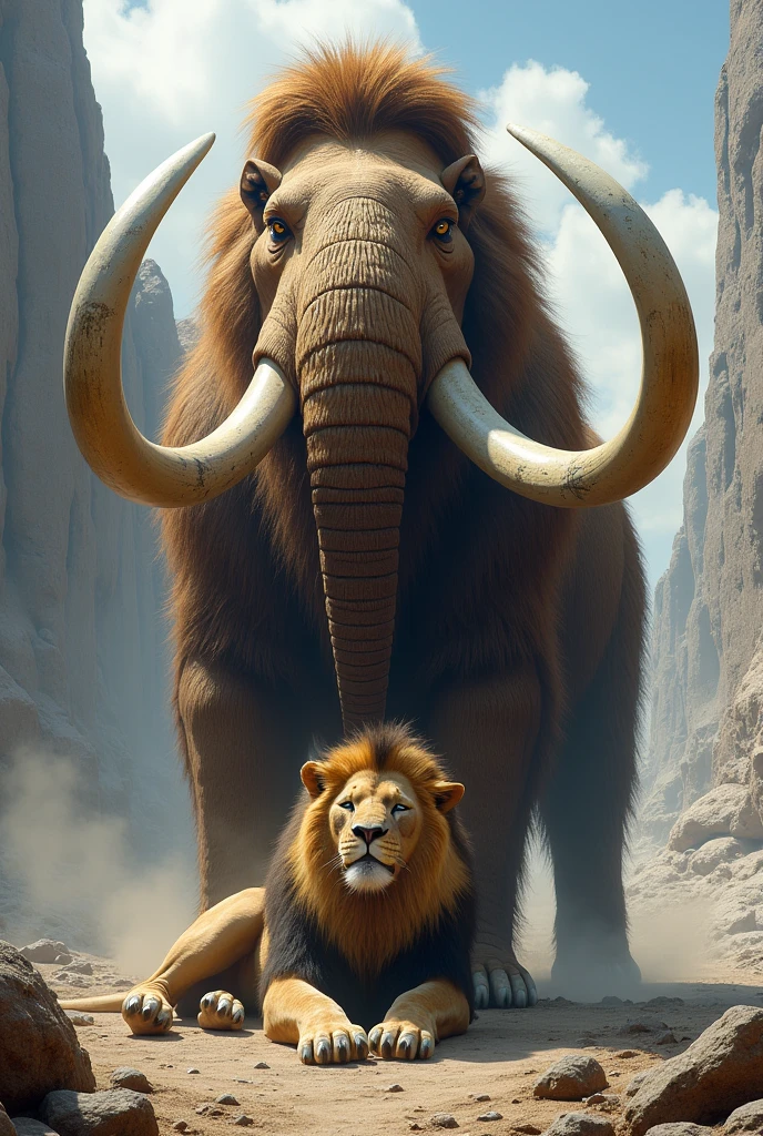 Mammoth killed lion
