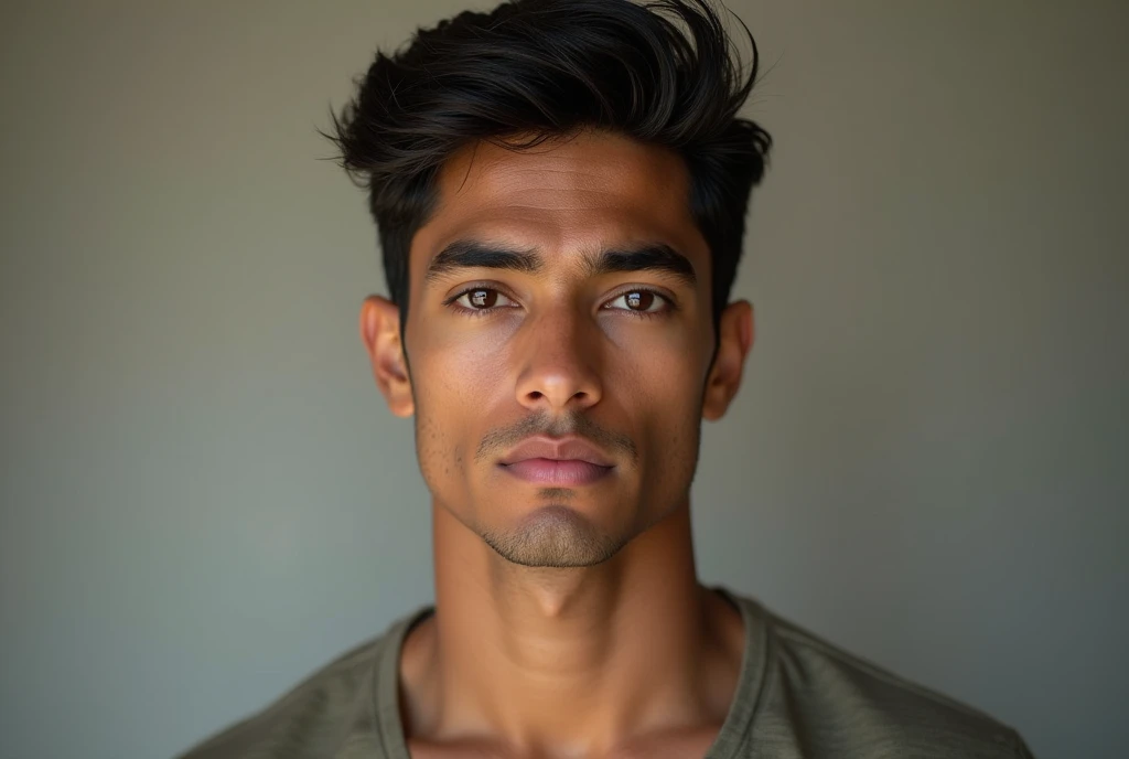 Create an hyper realistic full image of 20 year old good looking white skin full indian boy with proper light condition