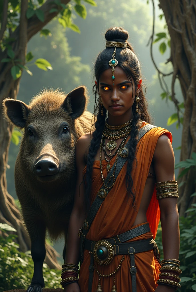 a legend of a less mucous Indian with fiery eyes and a wild boar