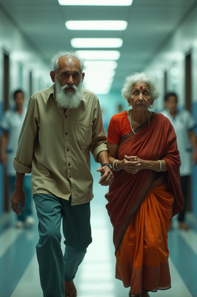 Imagine Indian old mom dad rush in hospital 
