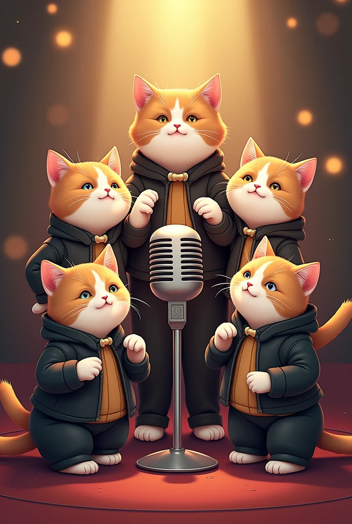 pod cats microphone with a premium background