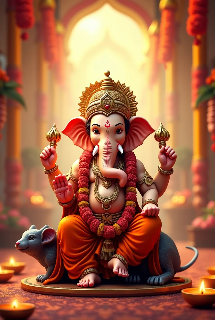 Thumbnail background for ganesh festival with rat