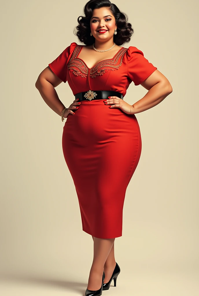 Plus size young white womans in 1940 showing UP beautiful clothes