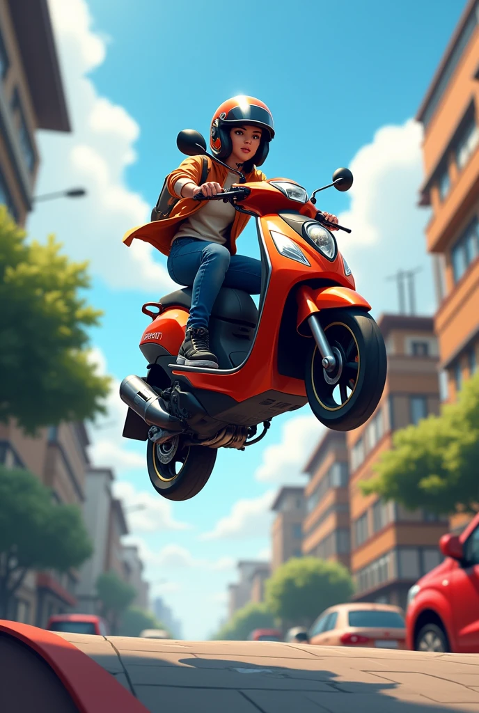 Activa scooty jumping a ramp in tolichowki