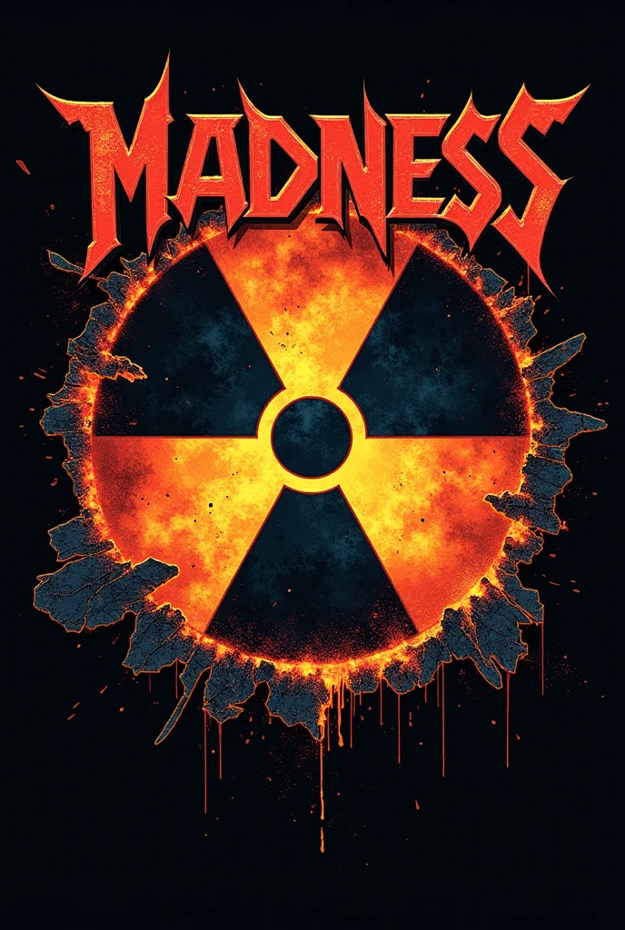 Crea un logo thrash metal nuclear con el nombre de MADNESS