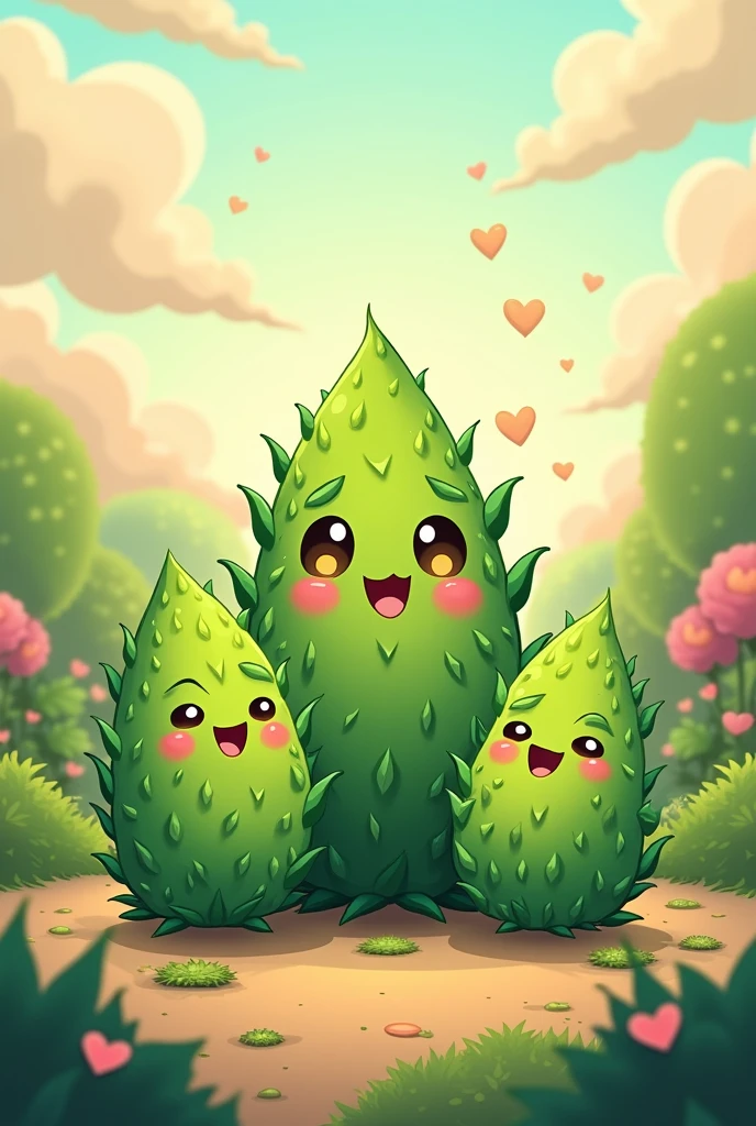 Kawaii weed tattoo without round face