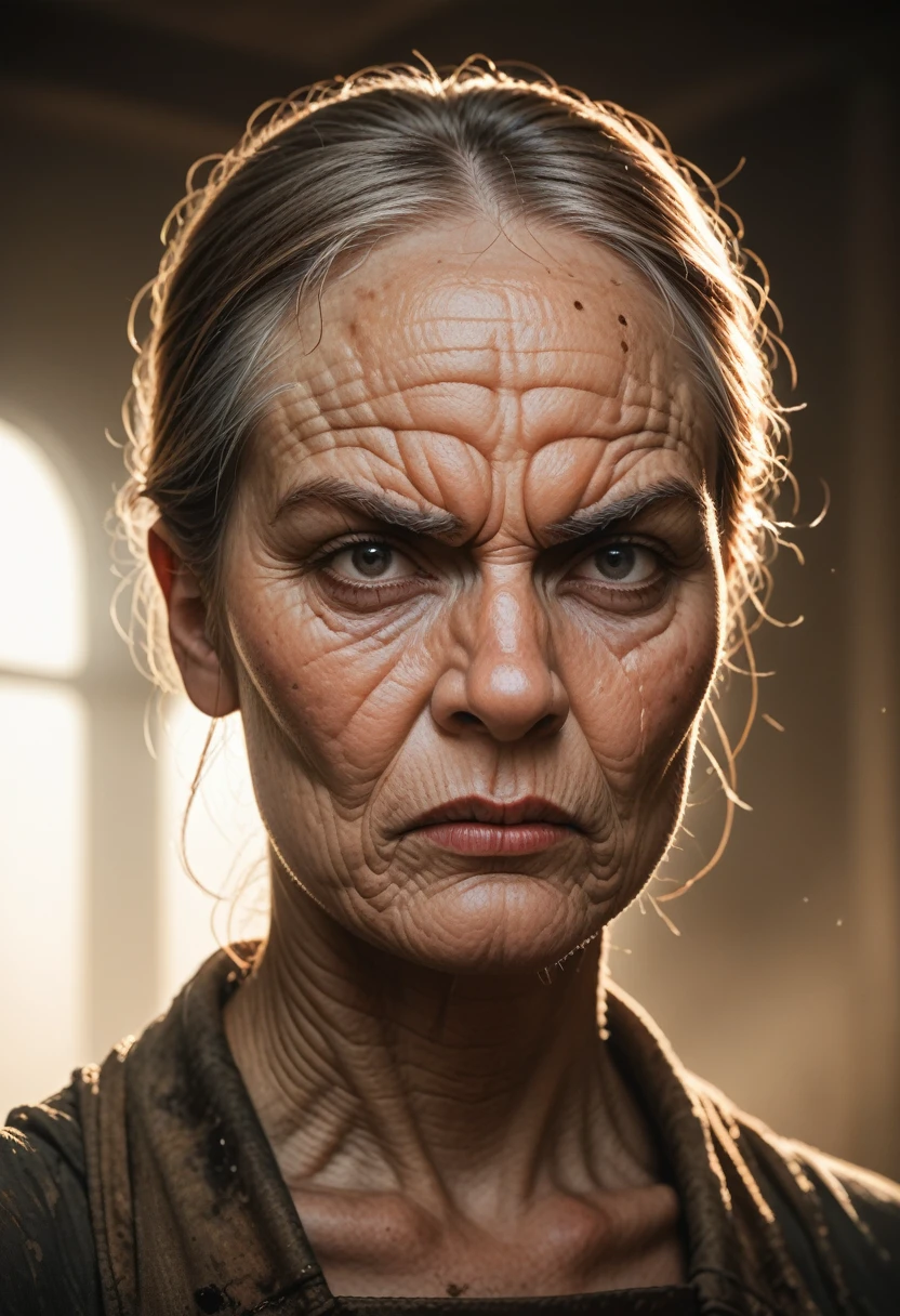 a portrait of an old alien  Reptilian warrior, angry face, strong scale texture dull skin, dull skin, no shine , dramatic lighting, intricate details, detailed wrinkles, sharp focus, hyper-realistic, cinematic lighting, dramatic shadows, moody atmosphere, cinematic composition, photorealistic, 8k, high quality, masterpiec