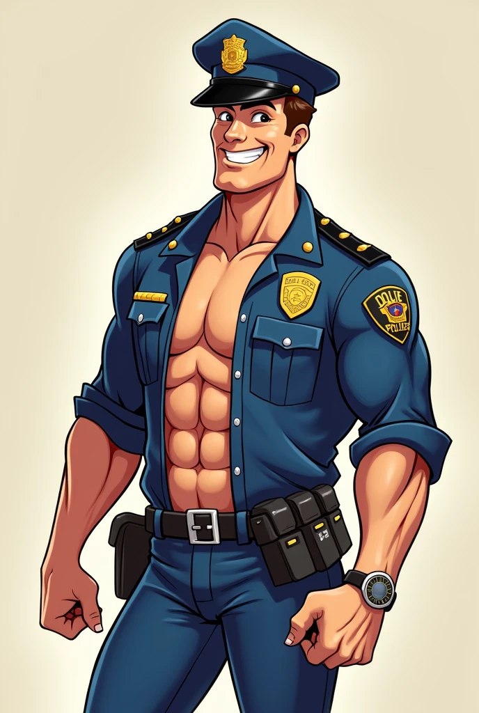 Funny drawing of a stripper man dressed as a policeman with the title: I'm not the big stripper
