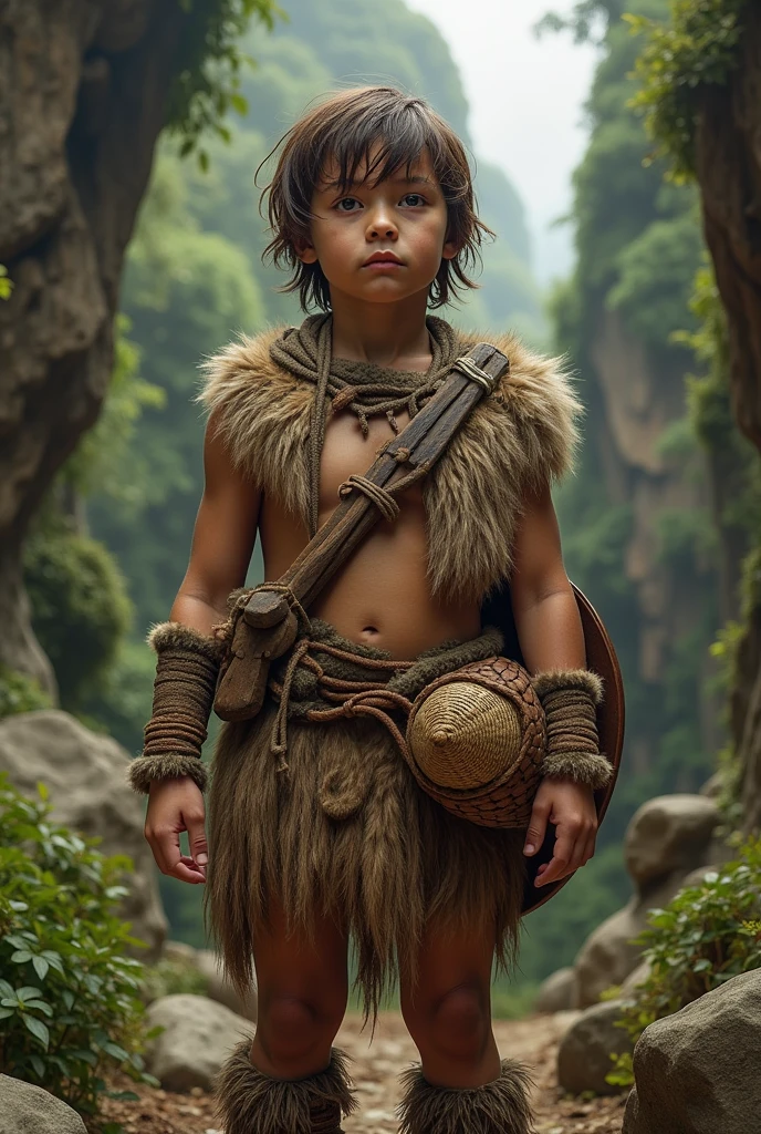 Prehistoric hunter full costume for kids