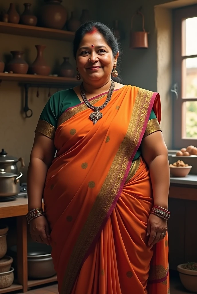 Indian mom ,big boobs, saaree, background kitchen