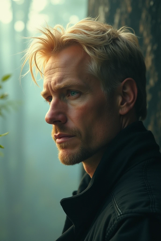 White man with blond hair dreaming 