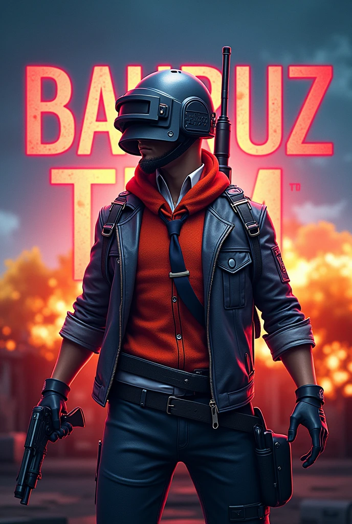 hello. I need an avatar for youtube. The combination of colors in the avatar should be noticeable to attract people. The background should be Carlo from pubg mobile. And it should say BAHRUZ TDM. Orqa fonda pubg mobilega oid TDMdagi olishuvlar boʻlsa ajoyib boʻlar edi. Rasm jiddiy bolishi kerak