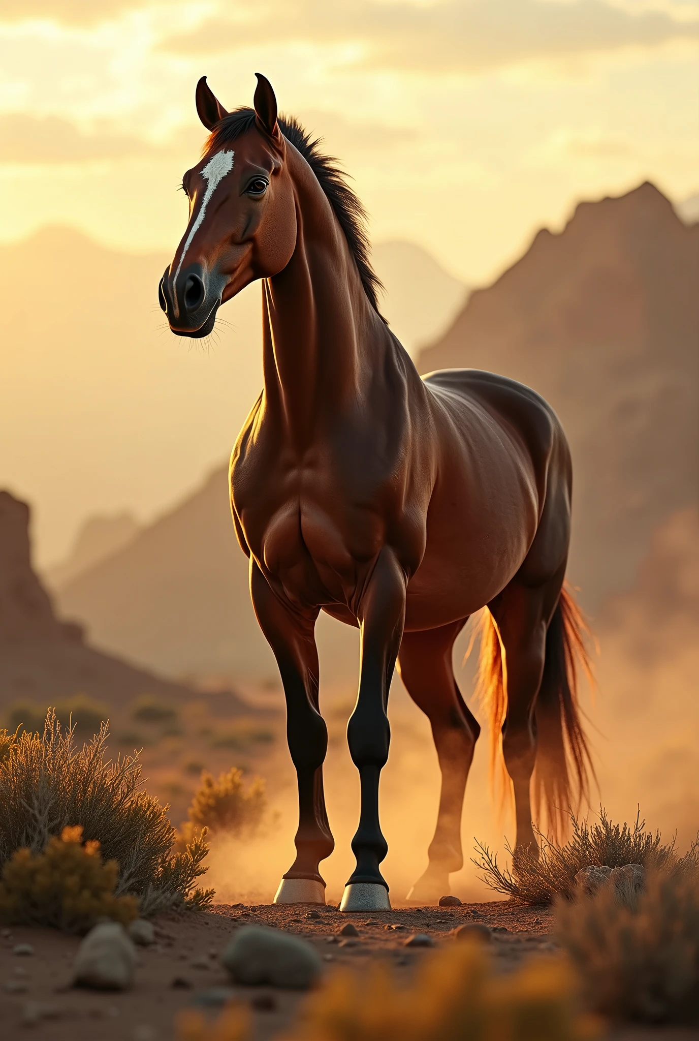 HORSE STRONGER, ((desert)), ((forest)), ((sunset)), ((WIDE VIEW)), (best quality, high resolution, masterpiece: 1.2), ultra-detailed, (realistic), (Fotos RAW:1.2), (photorealistic), photo-realistic: 1.37), HDR, UHD, Studio Lighting, Ultra-Fine Painting, Sharp Focus, Physically Based Rendering, Extreme Detail Depiction, Professional, Vivid Color, Portraits, Photography, Masterpiece, High Resolution Scan, (Photography: Canon 5D, 50 Zeiss Lens mm), ultra HD, HDR, grade, (professional color grading), sharp focus, natural lighting, ((intricate detail)), (reality: 1.4), (very detailed), light, super detail, 8k, best quality, 8k, best quality, Awards, high resolution, Textured Skin, Anatomically correct, ultra HD, accurate