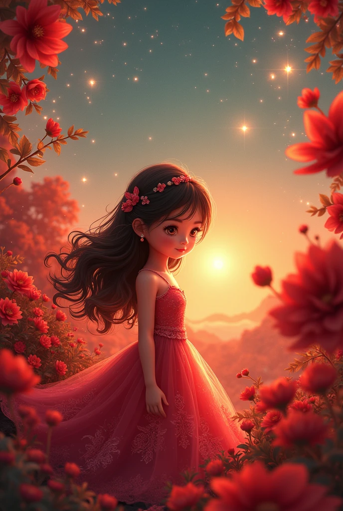 (photorealism:1.2), beautiful girl style Cartoon reslist, in rubi garden , whit Davi star of Golden