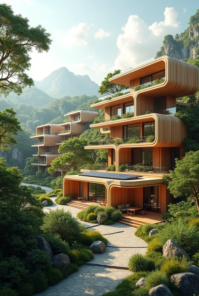 Futuristic wooden residential