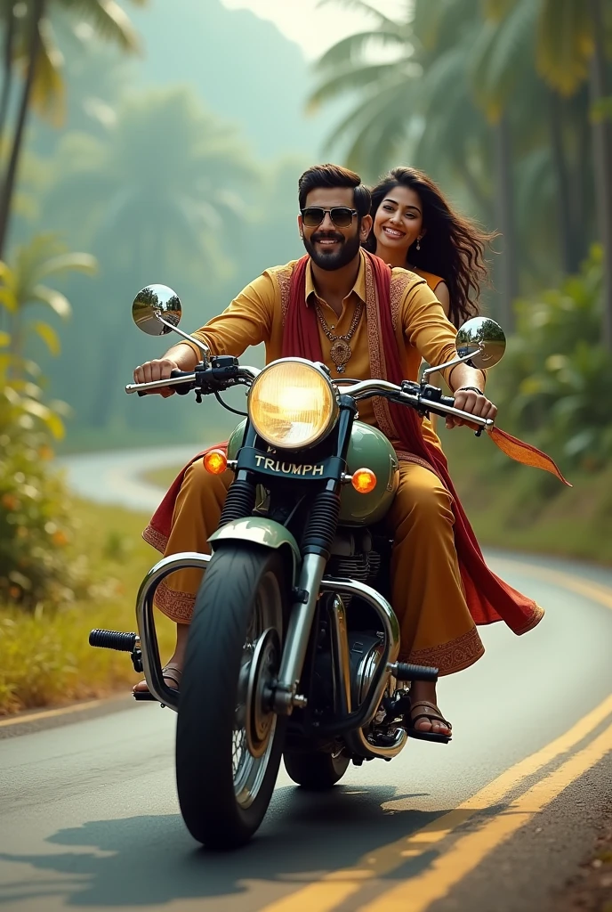 Triumph motorcycle indian guy and a girl riding