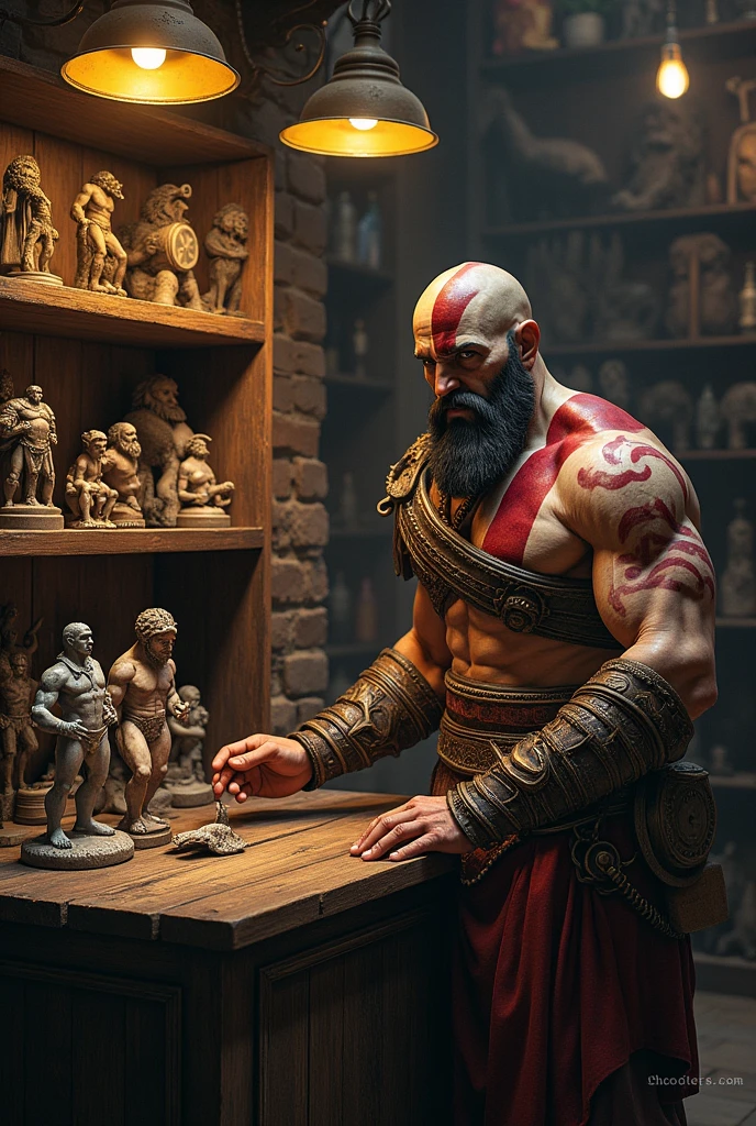 Kratos as a collectible toy salesman 