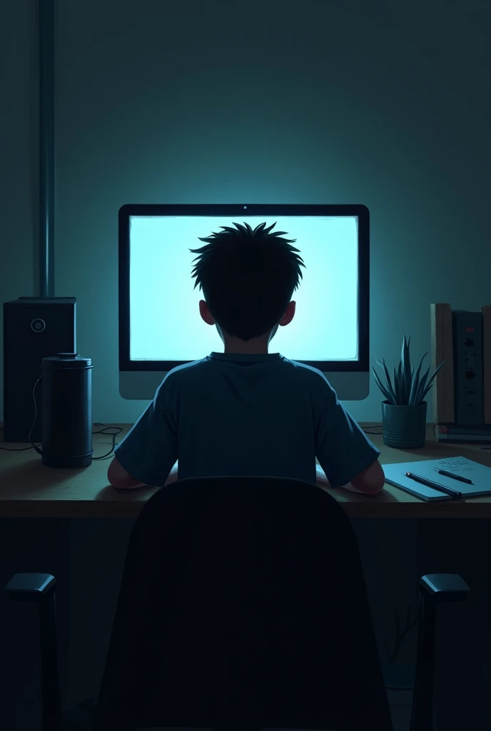 Make a dp of a alone boy , only back shown, This image shows his passion in Gaming carrier but his studies stop him.