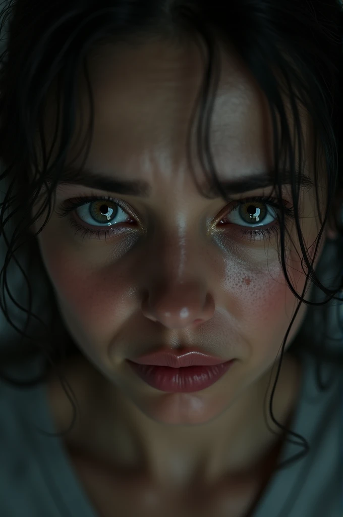 Woman crying, zoom in on her eyes