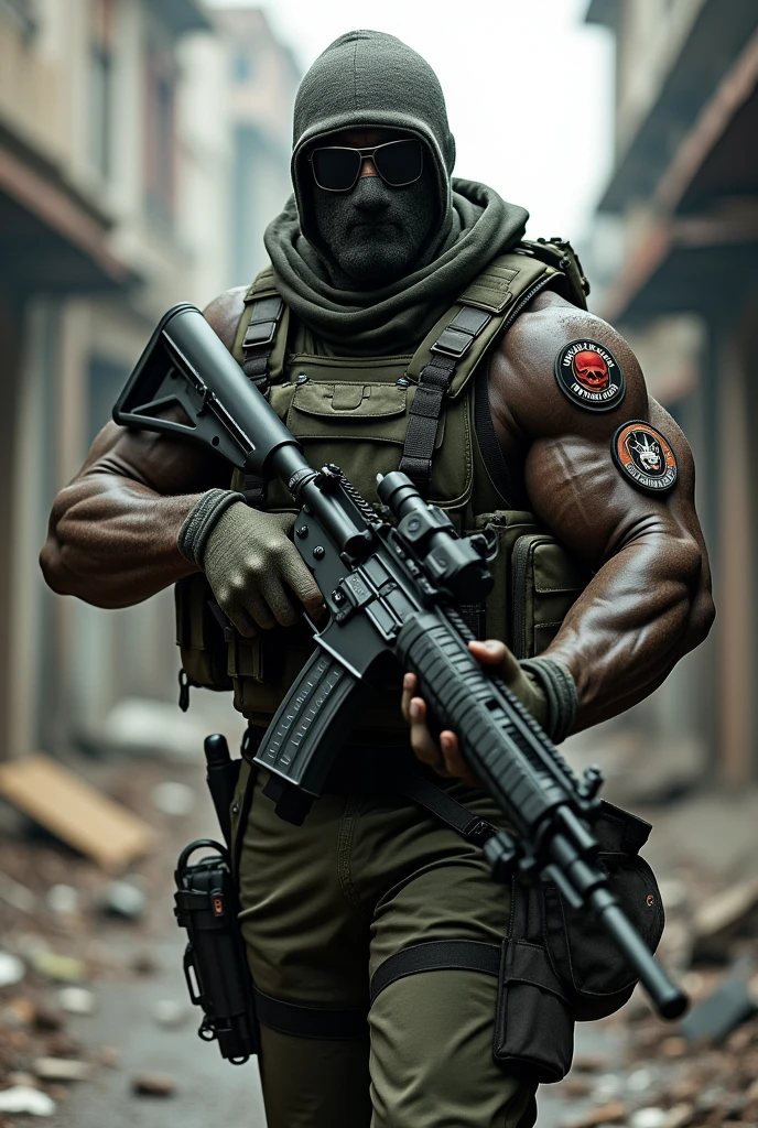 Special forces soldier from the northeast cartel with m16 weapon in his hands 