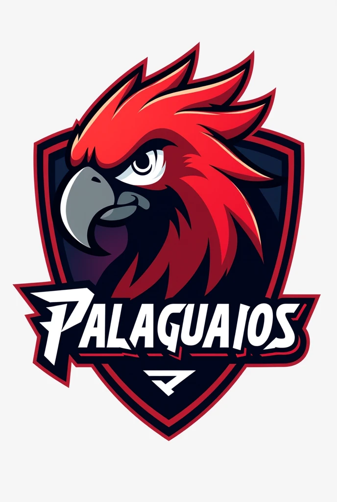 create a logo for an e-sports team where the team mascot is a red parrot and the team name is Palaguaios 