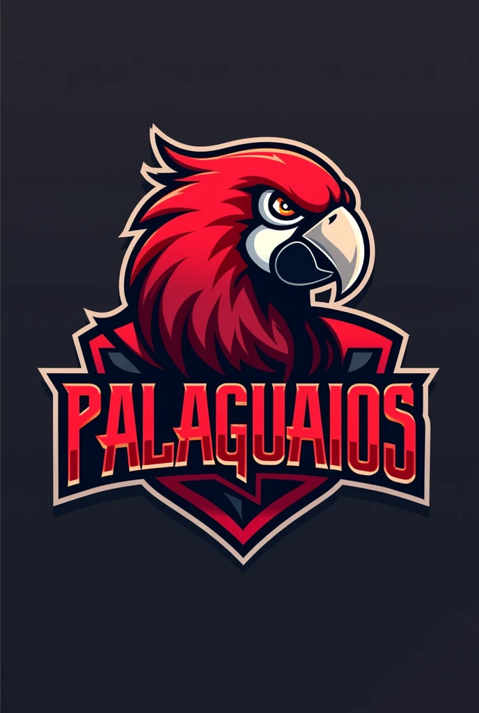 create a logo for an e-sports team where the team mascot is a red parrot and the team name is Palaguaios