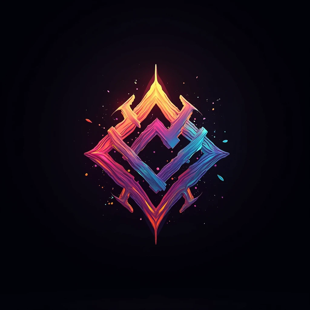 a close up of a colorful logo with a black background, concept art by Jennifer Bartlett, Artstation contest winner, conceptual art, art contest winner on behance, 8k high quality detailed art, 3d game art, 3 d game art, award winning on artstation, logo art, dan mumford. 8 k octane render, computer game art