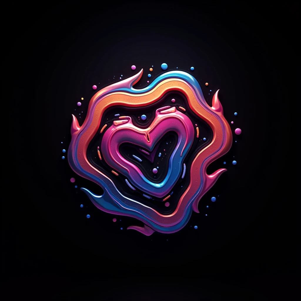 a close up of a colorful logo with a black background, concept art by Jennifer Bartlett, Artstation contest winner, conceptual art, art contest winner on behance, 8k high quality detailed art, 3d game art, 3 d game art, award winning on artstation, logo art, dan mumford. 8 k octane render, computer game art