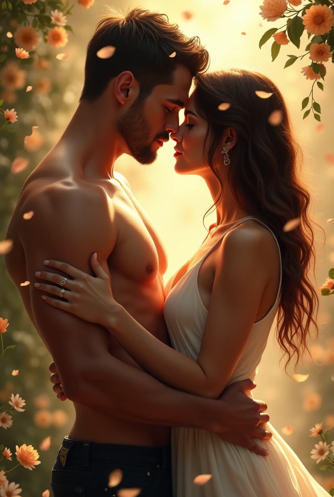 Man and woman kissing passionately