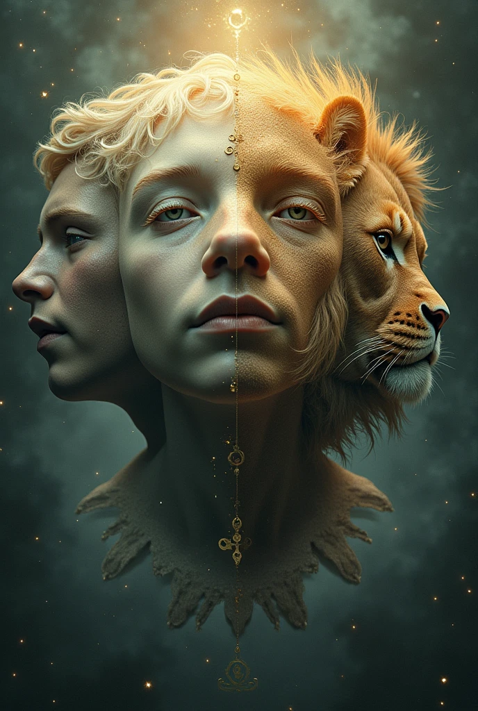  a being with four faces: one face was that of a cherub; the second, of a man; The third, of a lion; The fourth, of an eagle”