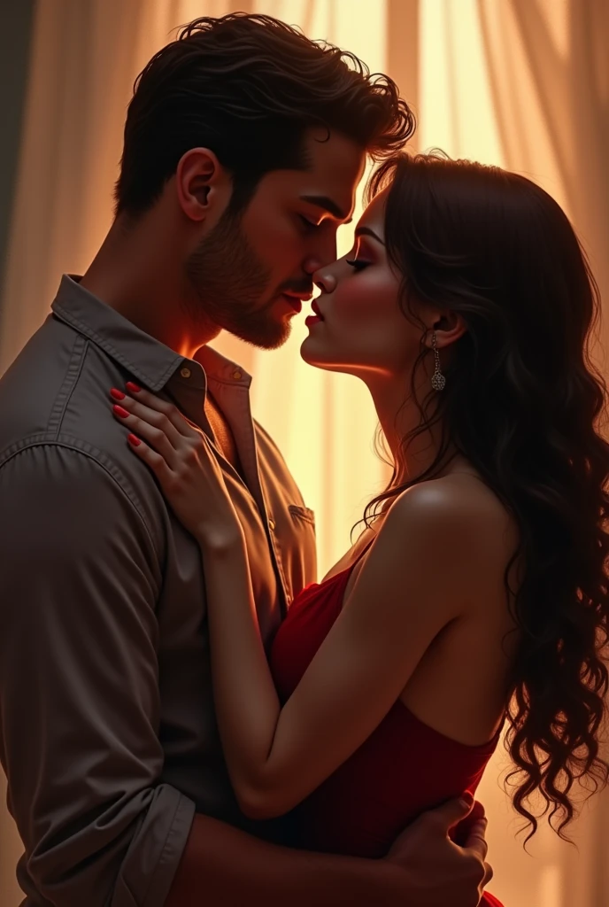 Man and woman kissing their lips
passionately