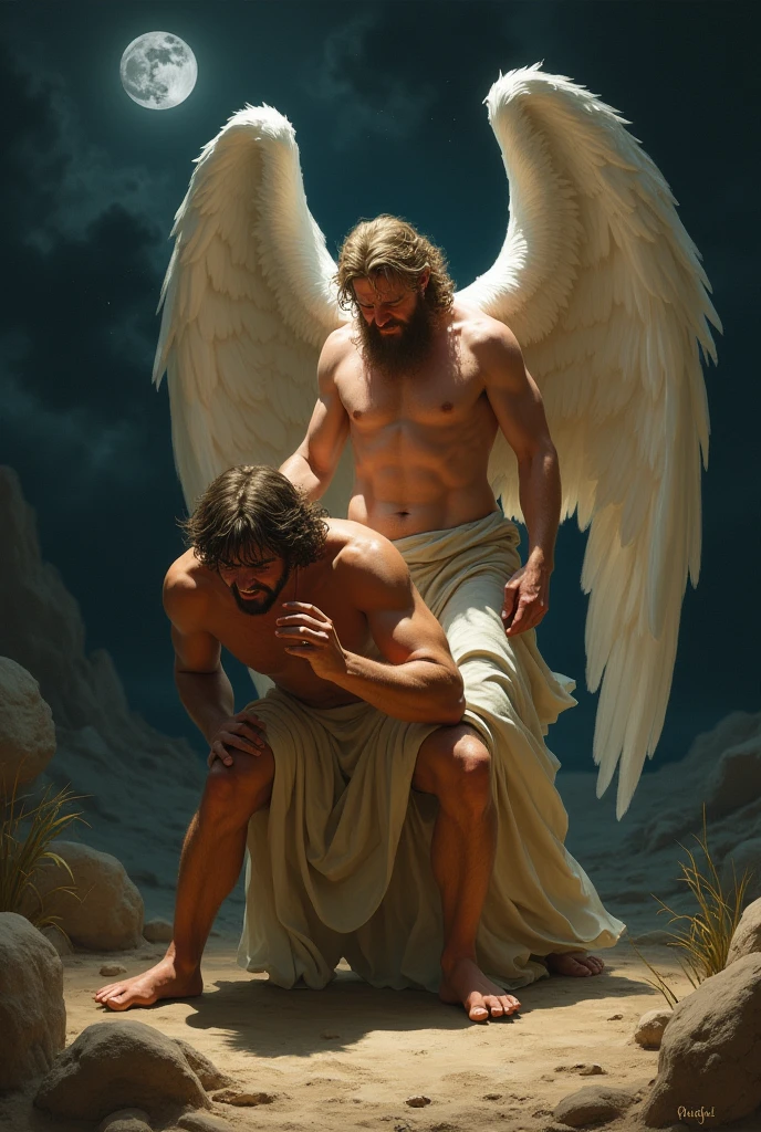 Biblical character the angel wounding Jacob&#39;s thigh 