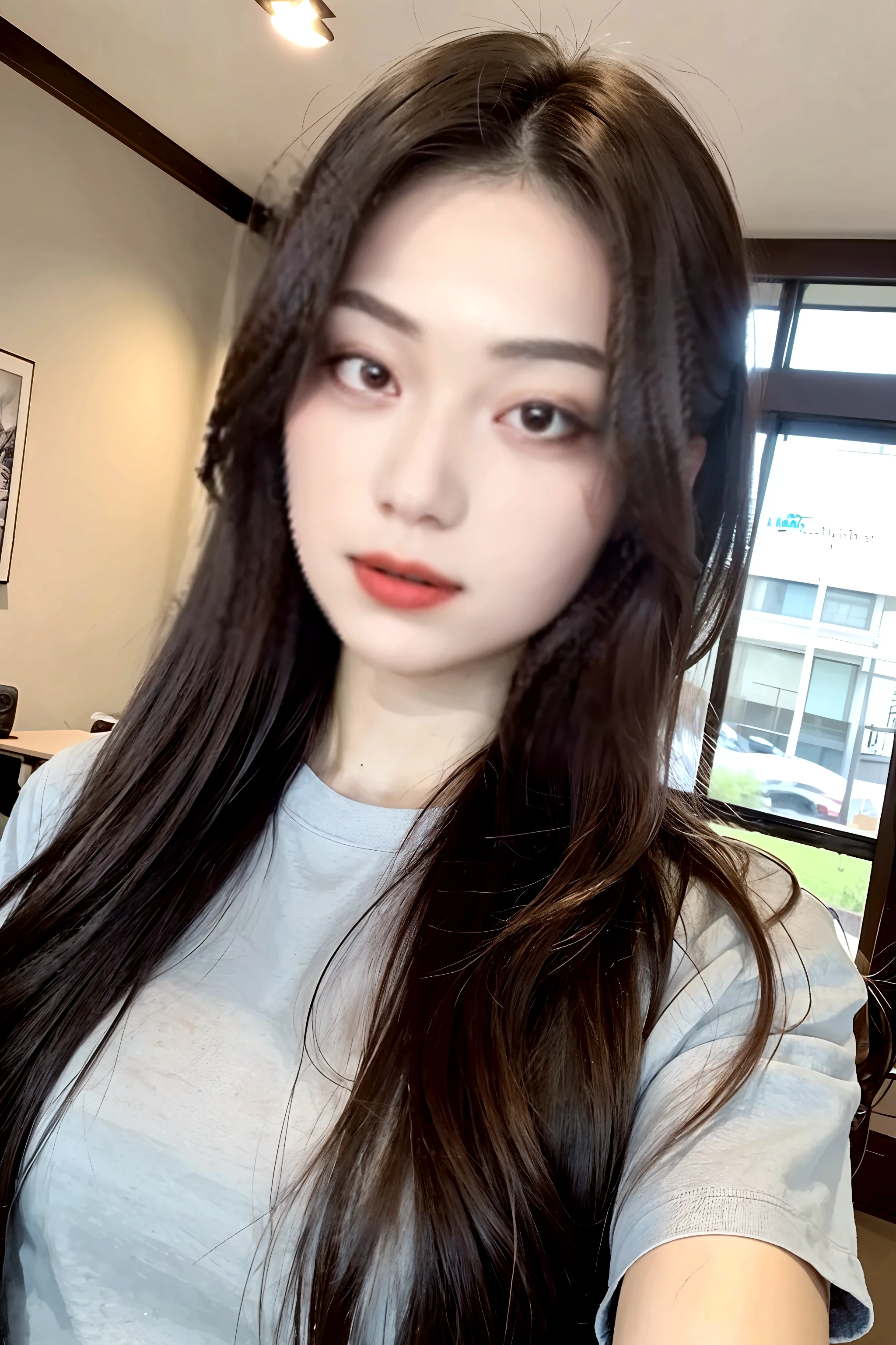 arafed woman with long black hair and a black top, dilraba dilmurat, ruan jia beautiful!, beautiful south korean woman, wan adorable korean face, 1 8 yo, gorgeous young korean woman, young adorable korean face, sha xi, gongbi, jia, krystal, xision wu, heonhwa choe, ulzzang