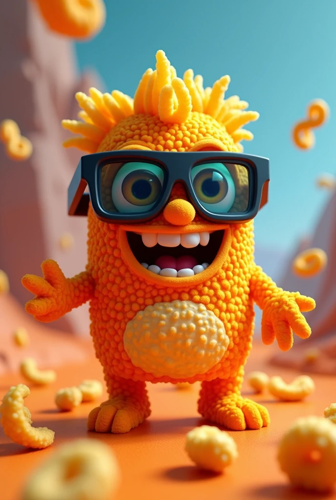 A cheto with 3d glasses